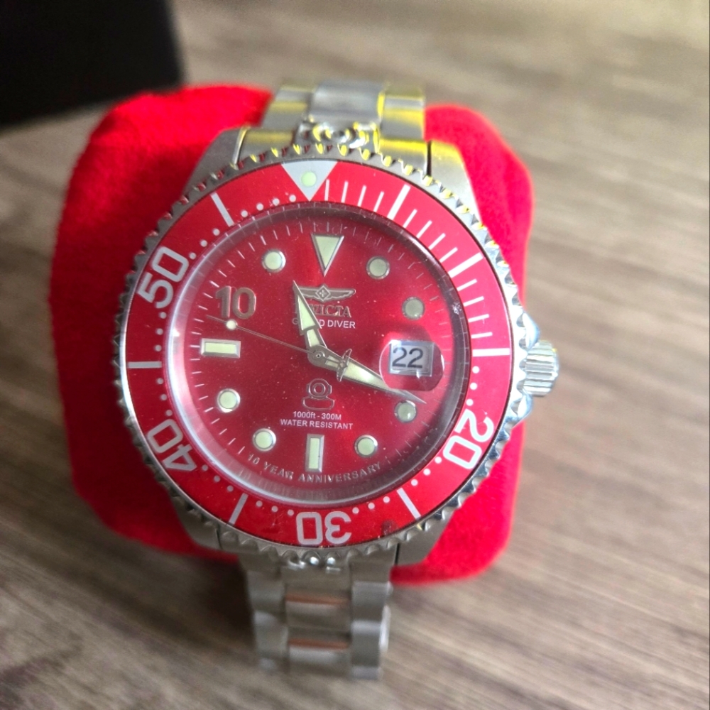 Invicta Men's 47mm GRAND DIVER Automatic RED DIAL Gold Two Tone SS 300m Watch